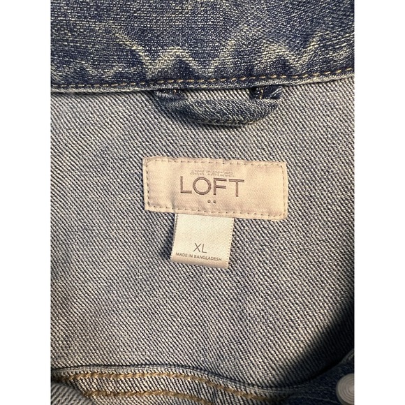 Ann Taylor Loft Outlet Denim Jean Jacket Womens Flap Chest Pockets Sleeveless XL - Picture 3 of 5